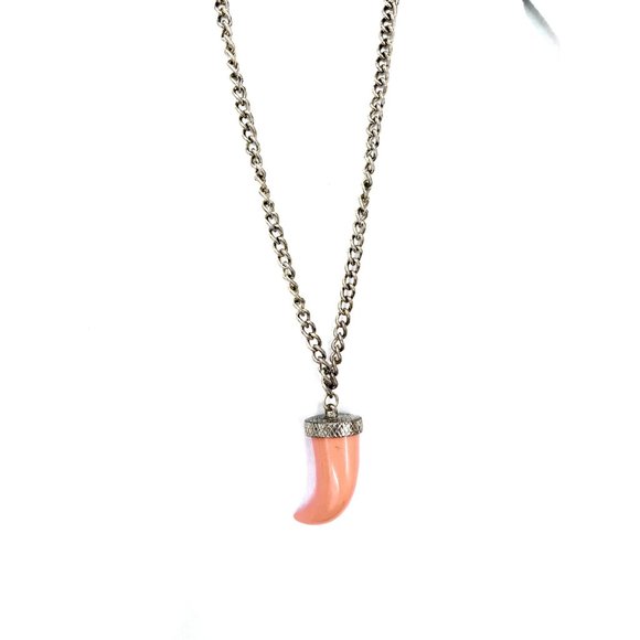 Tiger Tooth Pendant Shape Necklace with Cuban Link Gold Color Necklace - Picture 3 of 3